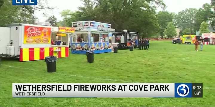 Locals gather for the Wethersfield fireworks despite the rain