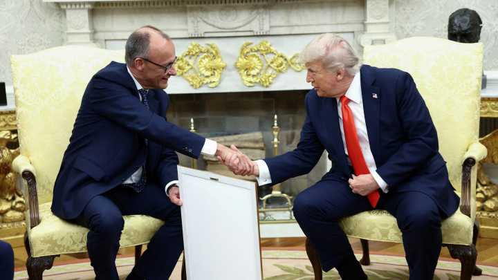 Trump D-Day comments and German chancellor. Meaning of the day