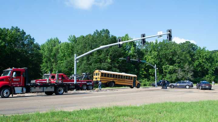 Highway Patrol investigating turned over bus on MS 18