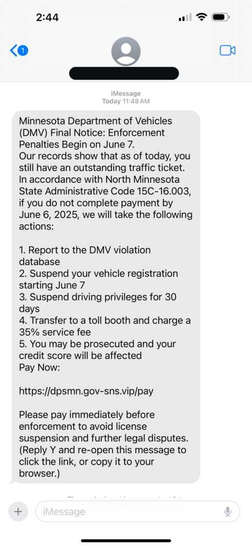 Minnesota residents targeted by fake messages imitating Driver Vehicle Services