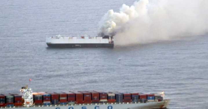 Cargo ship carrying 3,000 vehicles ablaze off Alaska’s coast