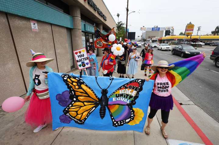 Marchers, allies celebrate at the 5th-annual SGV Pride Parade and Festival in Alhambra, Monterey Park