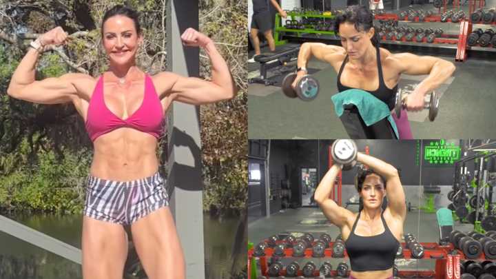 2x Figure Olympia Erin Stern: Sculpt Boulder Shoulders with Just 2 Pieces of Equipment At Home or In Gym