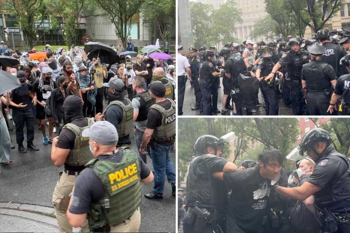 Five arrested in NYC as nearly 100 protesters clash with feds
