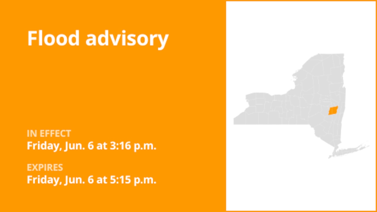 NY weather: Albany County under a flood advisory early Friday evening triggered by heavy rainfall