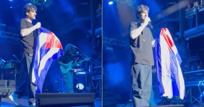 Melendi despliega una bandera cubana en pleno concierto y lanza mensaje por la libertad: "¡Viva mi Cuba libre!"