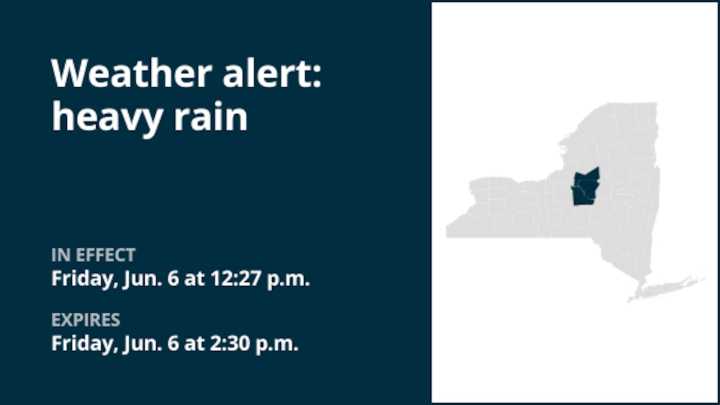Weather alert announced for heavy rain in Oneida and Madison counties Friday afternoon