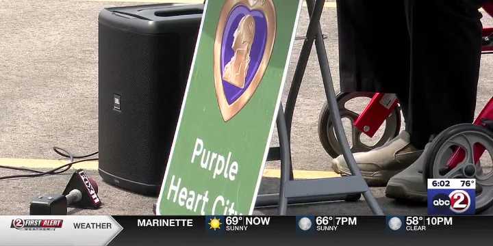 Section of Wisconsin Route 21 in Winnebago County dedicated to Purple Heart veterans