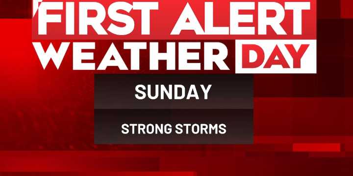 First Alert Weather Day issued for severe weather potential Sunday