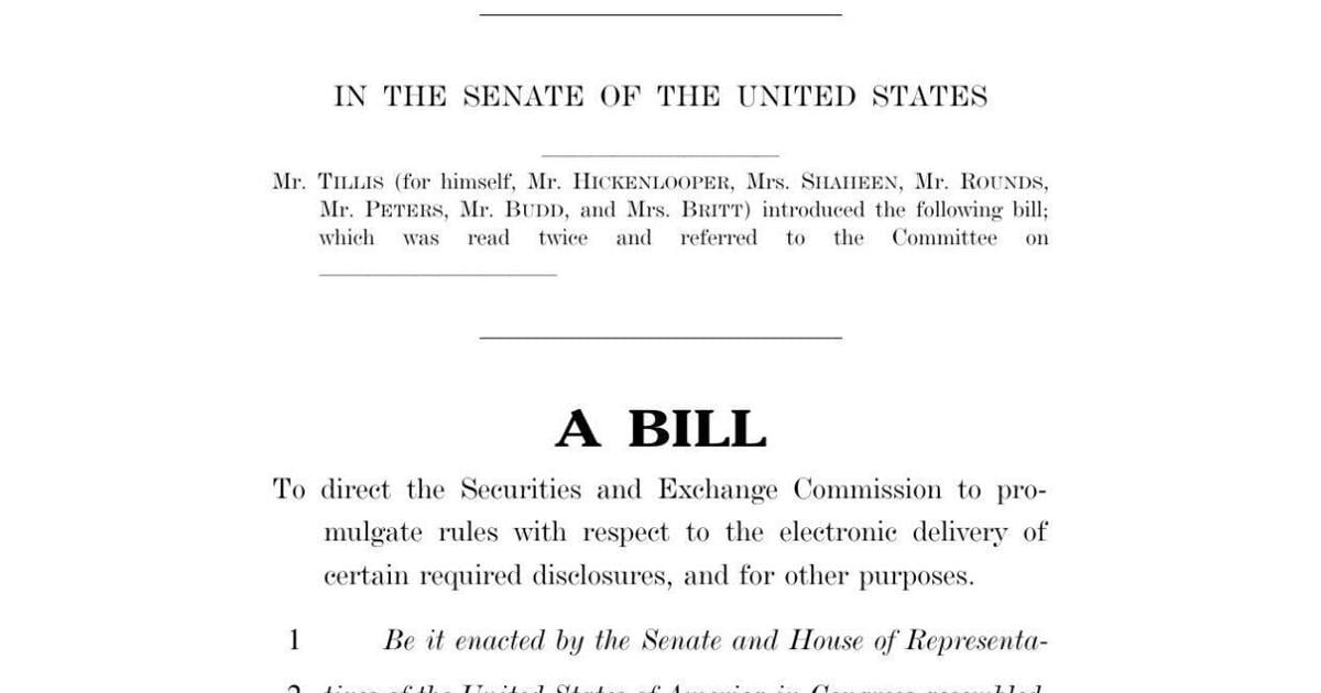 Modern investor disclosure proposed in Senate