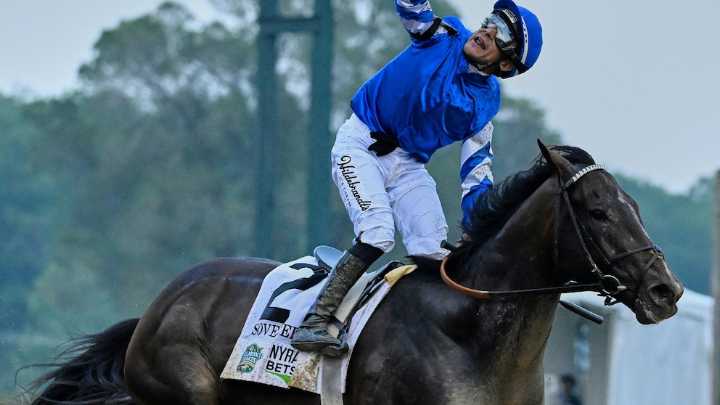 Sovereignty beats Journalism to win the Belmont Stakes at Saratoga