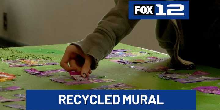 Students create mural using collected recycled material in NE Portland