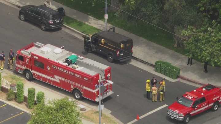 'Suspicious package' in UPS truck explodes in San Fernando Valley