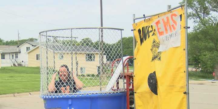 End of school year fun includes dunk tank at one Sioux City school