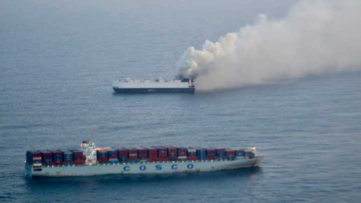 22 crew members rescued off Alaska after ship carrying 3,000 cars catches fire