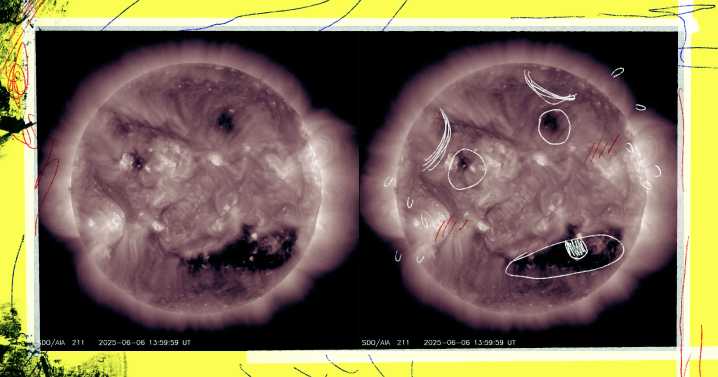 Giant Crude Face Appears on Sun