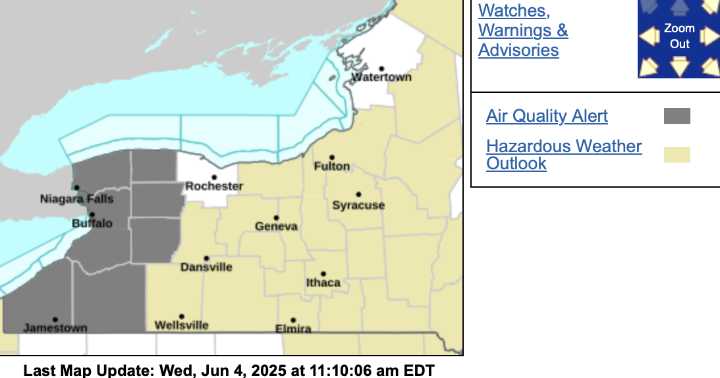 Air quality alert in effect for Genesee, Orleans and Wyoming counties