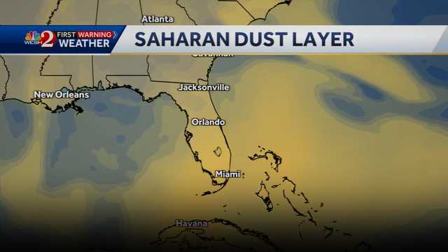 Massive cloud of Saharan dust moving into Central Florida
