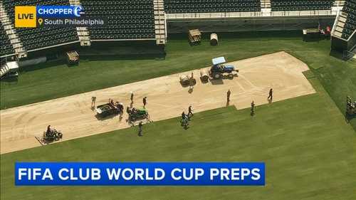 Turf installed at Lincoln Financial Field in South Philadelphia ahead of FIFA Club World Cup matches, beginning June 16