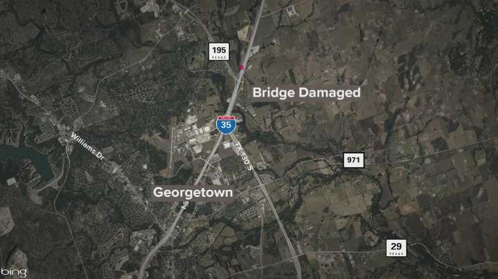 I-35 in Georgetown back open after 18-wheeler hits bridge Thursday