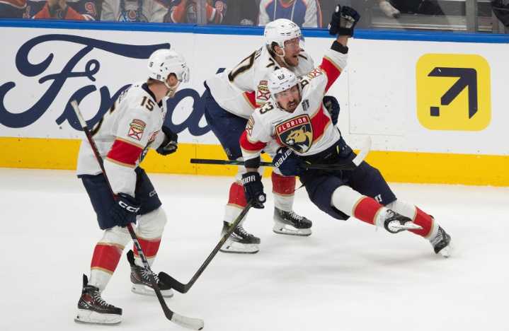 Marchand scores in 2nd OT, Panthers beat Oilers 5-4 in Game 2 to even the Stanley Cup Final
