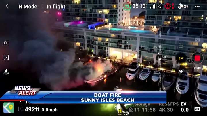 At least 3 boats on fire in Sunny Isles Beach; fire crews, Coast Guard responds