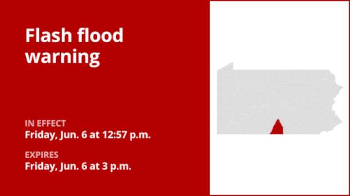 Flash flood warning in place for Franklin County Friday afternoon due to thunderstorms