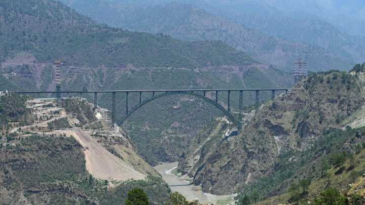 World's tallest railway bridge higher than Eiffel Tower opens in India as £200million project hailed as 'crown jewel'