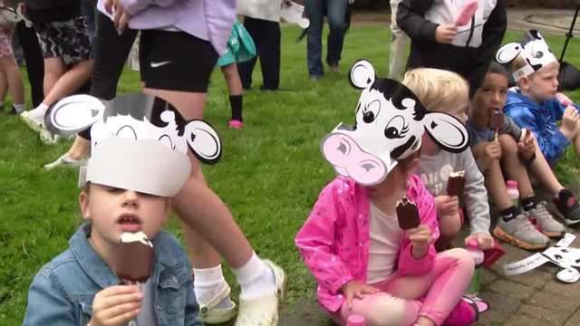 Children celebrated National Dairy Month ice cream thanks to the hard work of Nebraska farmers