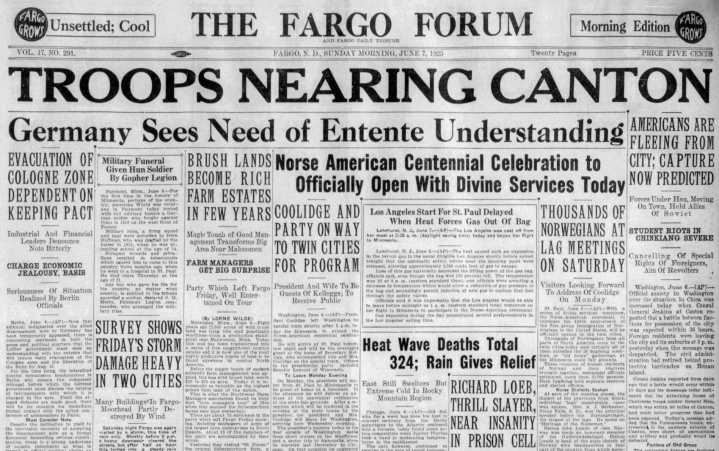 Today in History: Heavy winds knock down buildings and uproot trees in Fargo