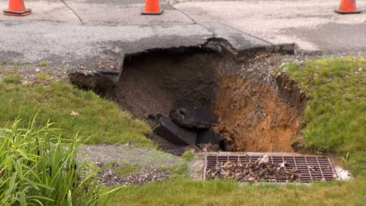 Flash flooding causes sinkhole in Antis Township