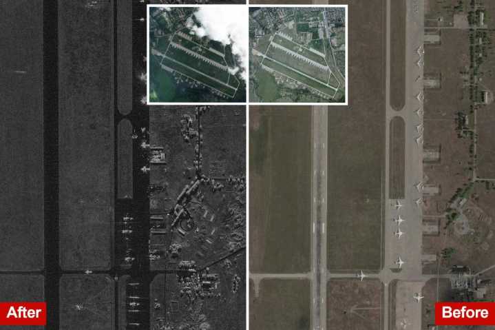 Satellite images show row of destroyed Russian bombers after Ukrainian attack