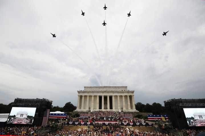 Who covers the bill if military parade through DC damages streets?