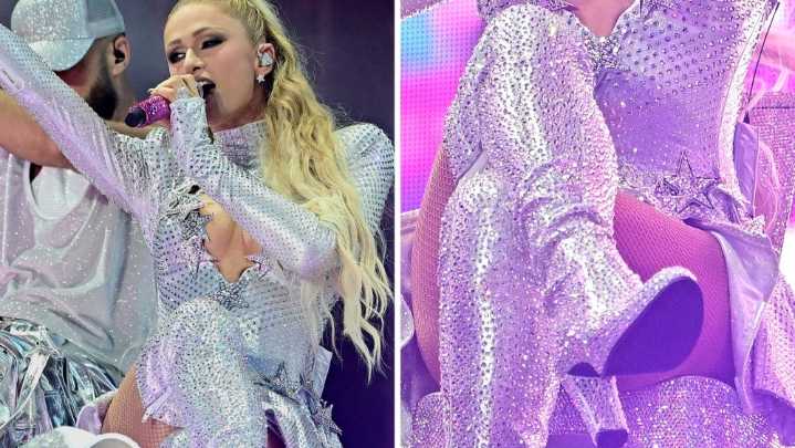 Paris Hilton Performs in Silver Thigh-High Boots at World Pride Fest
