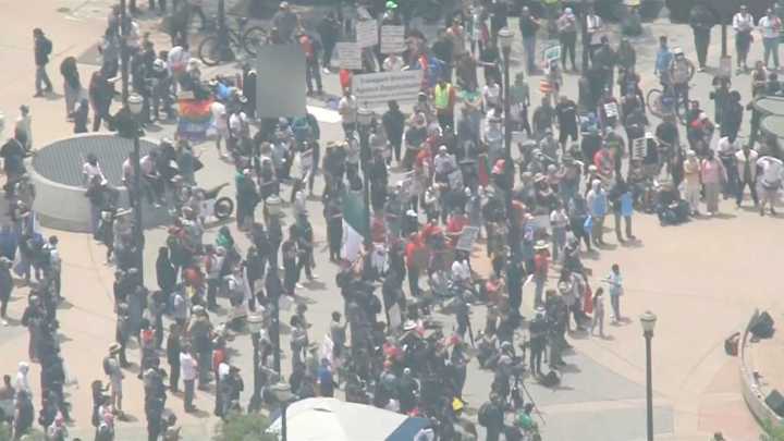 Protesters in Los Angeles gather in downtown and Boyle Heights