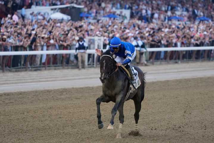 Sovereignty beats Journalism to win the Belmont Stakes at Saratoga