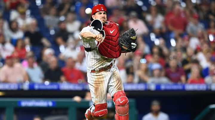 Phillies’ J.T. Realmuto exits game after taking hit in most painful place possible