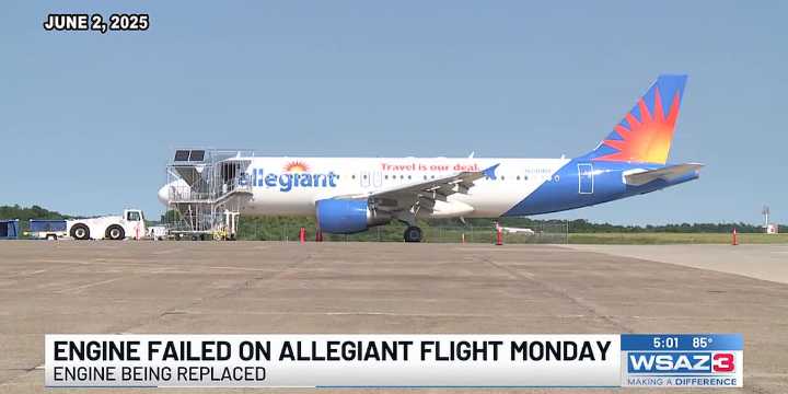 Engine failed on Allegiant flight Monday