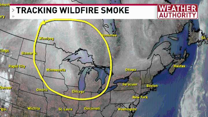 Wildfire smoke causing a hazy sky in CNY for a few days this week