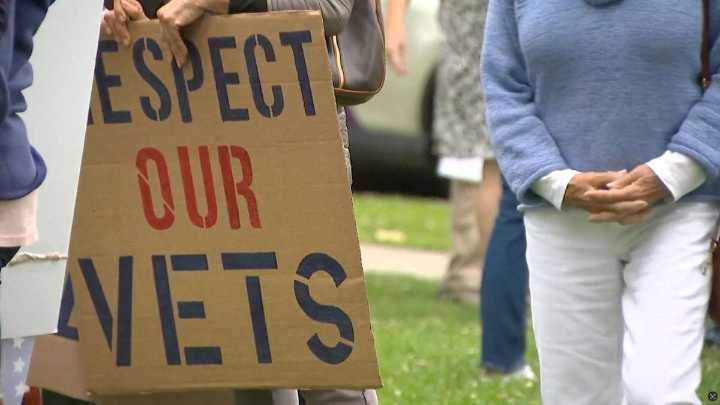 Veterans in California rally against cuts to the Department of Veterans Affairs