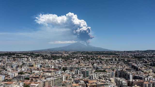 VIDEO: Mount Etna erupts, sending plume of ash and rock into air