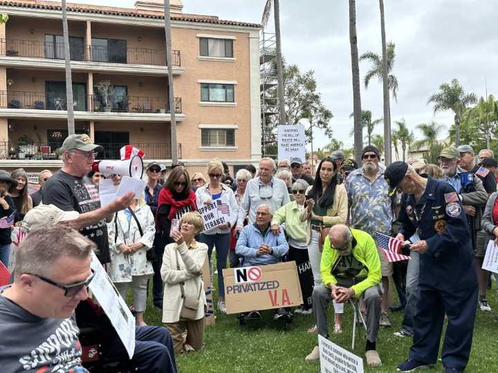‘VA … saved my life’ –  marchers in Coronado protest federal cuts to veterans benefits