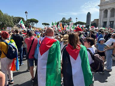 Tens of thousands gather in Rome for demonstration against the war in Gaza