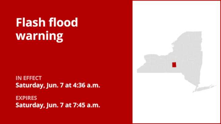 Flash flood warning for Cortland County until Saturday morning caused by thunderstorms