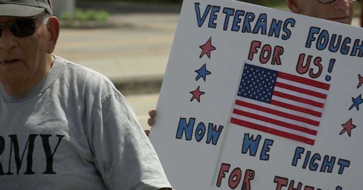 Residents gather in Delray Beach to protest cuts to the VA