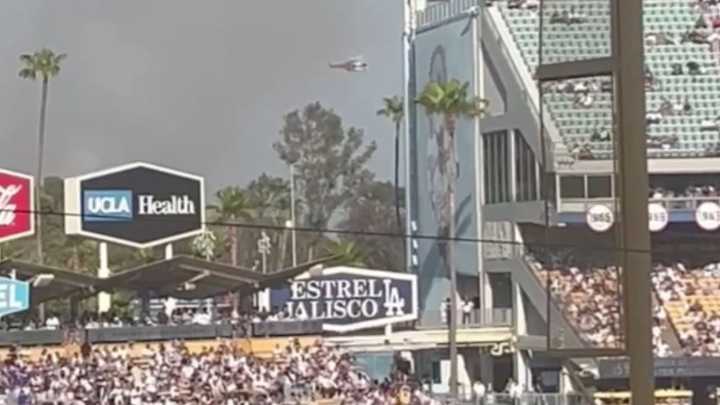 VIDEO: Smoke from LA brush fire near emerges near Dodger Stadium