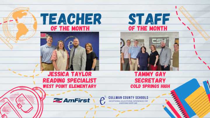Taylor, Gay named May CCBOE/AmFirst Teacher, Staff Member of the Month