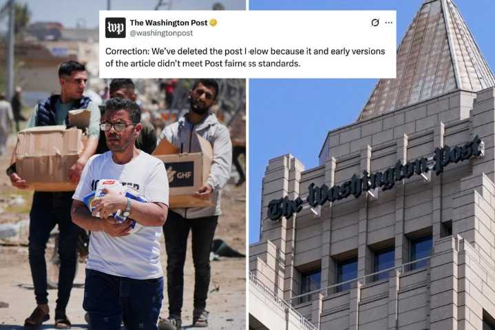 Washington Post admits to faulty reporting on claim that Israel killed dozens of Gazan civilians at aid site