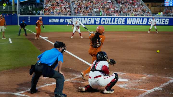 What channel is Texas softball vs Texas Tech on today in WCWS Game 3?