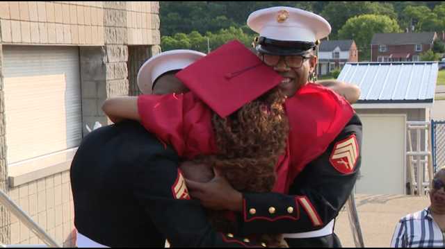 'So happy they are here': Marines return, surprise sister before her graduation
